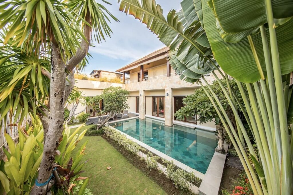 Bali villa garden with a private swimming pool