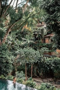 woman near papaya tree bali