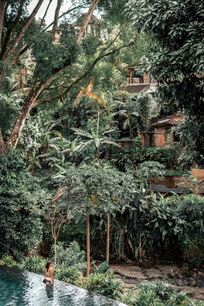 woman near papaya tree bali